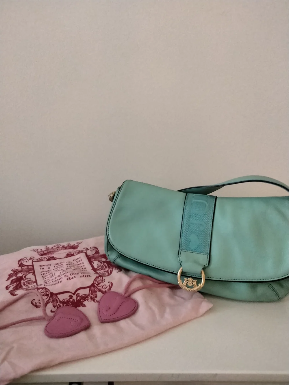 Vintage Mint Green Juicy Couture Shoulder Bag with Heart Accent